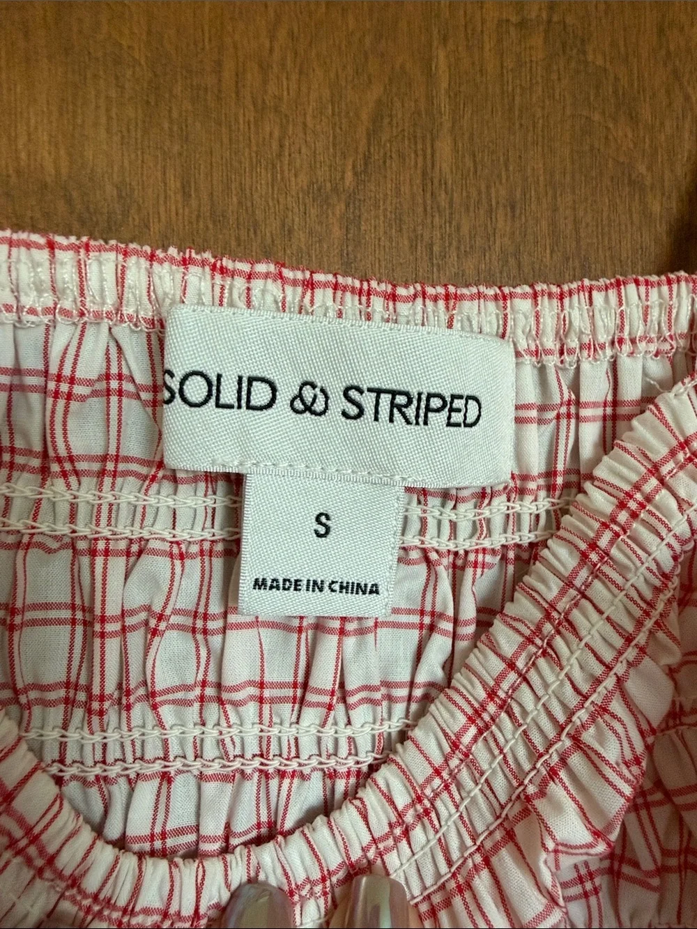 SOLID & STRIPED Red Gingham Smocked Maxi Sundress